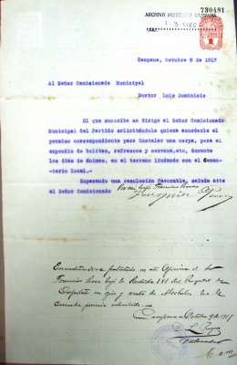 Expediente Municipal de 1917 foja 2