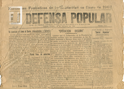 Portada del diario La Defensa Popular