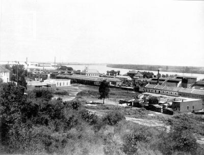 Vista de los talleres del Ferrocarril Central Argentino