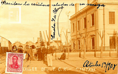 Tarjeta Postal de los talleres del Ferrocarril Central