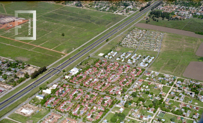 Vista aérea de los barrios Siderca Rojo y verde
