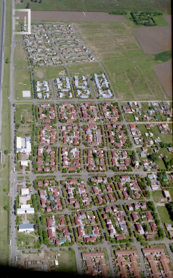 Vista aérea de los barrios Siderca Rojo y Verde