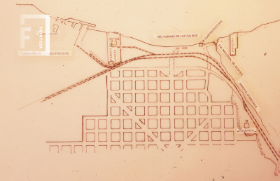 Plano de la zona Costera entre el F.F.C.C. y el Río Paraná