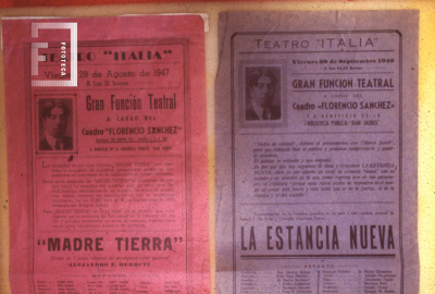 Programas de teatro de "Madre tierra" y "La estancia nueva"