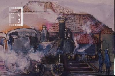 Pintura de trenes en estación