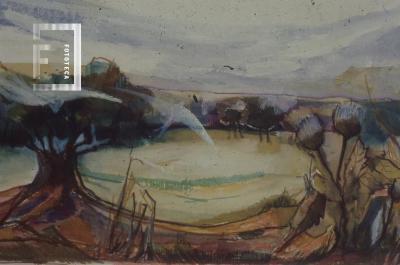 Pintura de paisaje de bañados