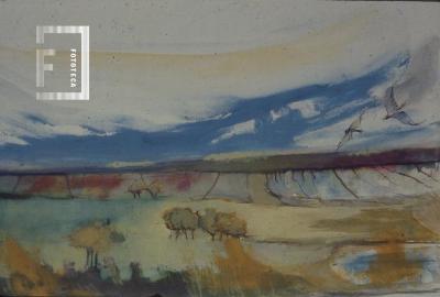 Pintura de paisaje de bañados