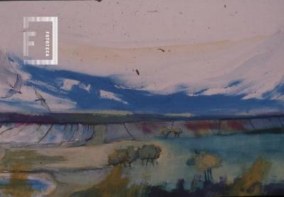 Pintura de paisaje de bañados