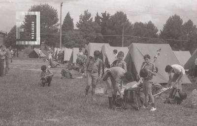 Niños Boy Scouts de campamento