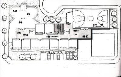 Reproducción del dibujo de la Escuela de Comercio