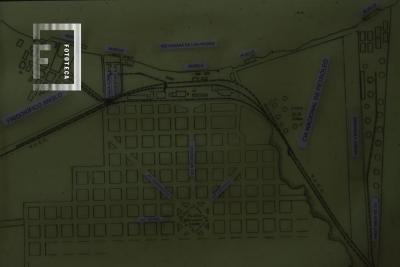 Plano de la zona Costera entre el F.F.C.C. y el Río Paraná